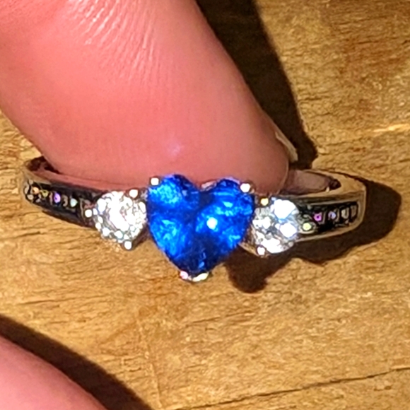 Vintage Lab Spinel Heart Cz Accent Ring Size 7.75 - Picture 1 of 6